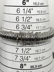 Vintage Signed LL 925 Sterling Silver Black Onyx Cubic Zirconia Tennis Bracelet