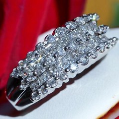 14k white gold ring 1.00ct natural diamond sz 5 wedding band vintage 7.10g N3676