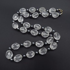 Vintage Clear Beaded Necklace Lightweight Retro 30″