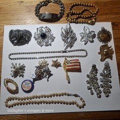 Vintage Costume Jewelry brooch Lot + Etc Rhinestones Earrings bracelet Necklace