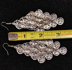 Vintage – Pierced Earrings – Silver Tone – Dangle Drop – 3.5 in Total Length