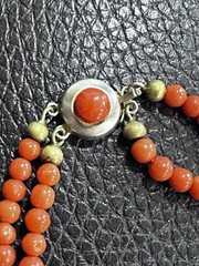 Vtg 800 Silver Coral Bead Necklace Double Strand Graduated Orange Beads 36.5gr