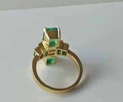 Natural Emerald 2.30 Ct Art Deco Antique Vintage Wedding Ring 14K Yellow Gold FN