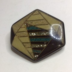 Abstract Lucite Acrylic Pin Brooch Hexagon Shaped 1 7/8 Inch x 1 7/8 Inch Vtg