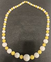 Vintage Yellow And White Graduated Bead Statement Necklace 15.5 in