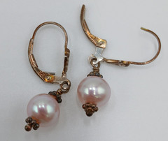 VTG 925 Pink Pearl Dangle Earrings 1.25in Drop Sterling Silver 2.3g Blush Estate