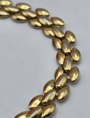 Vintage Revlon Gold Tone Double Row Navette Link Bracelet Fold Over Clasp 7.5 in