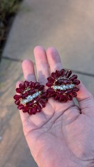 Glamorous large vintage MCM rhinestone, red dangle crystal cha cha clip earrings