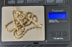 Gold Tone Rope Chain Necklace 24” Unmarked Vintage Style Spring Ring Clasp