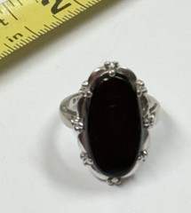 Vintage 1960’s 10K White Gold Oval Black Onyx Ring 5.1 Grams Size 6?