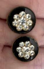 Vintage 1950’s/1960’s Rhinestone & Black Acrylic Brooch And Earrings