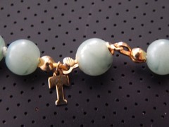 Vintage 30” TRIFARI Faux Jade Green Hand Knotted Acrylic Bead Necklace