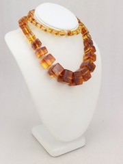 32″ Vintage Baltic Amber Graduated SQUARE Bead Necklace Knotted 130 Grams 8-24mm
