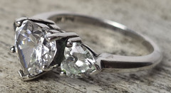 Sterling Silver 925 Triple Heart Shaped CZ Ring Size 6 Made in Thailand