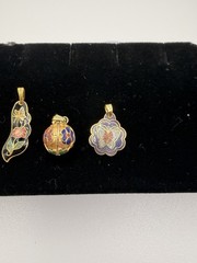 Cloisonne Enamel Pendant Mixed Lot of 5 Gold Multicolor Metal & Enamel