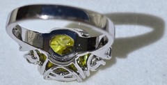 Yellow Green Center Stone White Side Cocktail Ring Silver Toned Stamped China