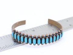 6.5″ Vintage WM Wheeler Turquoise Gemstone Copper Cuff Native Mexico Bracelet