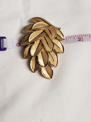 Vintage Crown Trifari Leaf Brooch Trifarium Gold Tone Leaves Layered Signed