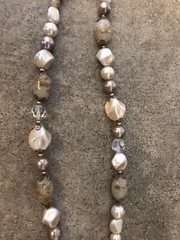 Vintage Coro Creamy Beige Gold Tones Painted Faux Pearls 2 Strand Necklace