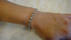 NICE Vintage Antique Estate Jewelry 10k Gold Aquamarine Gemstone Tennis Bracelet