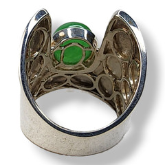 Argentium Silver 935 and Jade Statement Ring Size 10.25 Signed
