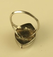 Vintage Sterling Silver Native American Marquise Shape Inlaid Multi Stone Ring