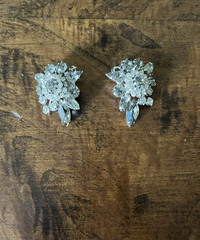 Vintage Weiss Rhinestone Silver Bracelet & Matching Earrings Statement Set