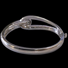 Signed Butler Silver Tone Rhinestone Hinged Bangle Bracelet Pavé Crystal Modern