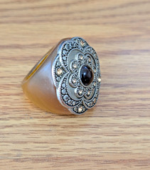 Vintage Lucite Ring Floral Statement Large Oversized Size 7 Unique Unusual Rare