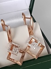 Vintage 1990-s 14 Ct Rolled Gold Zircons Earrings-Hallmarked 585 RG