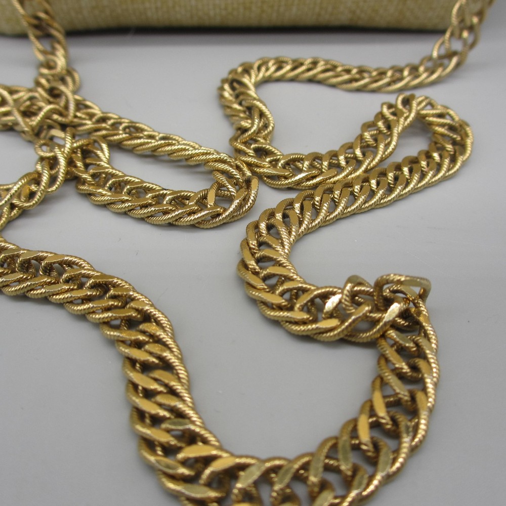 Vintage Monet Necklace Chain Flapper Gold Tone Long 57 Inch