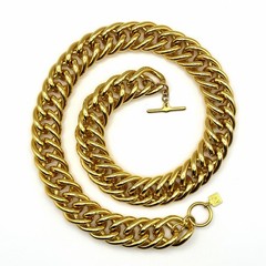 Vintage Anne Klein 24 Inch Heavy Chunky Gold Tone Curb Chain Statement Necklace