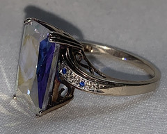 Vintage Gold Over Sterling Mercury Mist Topaz? Ring with Blue Accent Stones