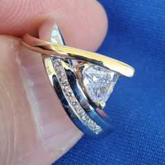 ORIGINAL EARTH MINED Triangle DIAMOND Engagement Ring SOLID 14K GOLD Solitaire 6
