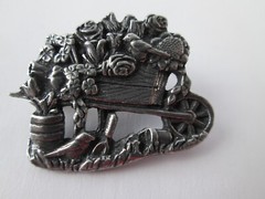 Vintage Pewter Brooches – Lot of 3 Birds and Blooms Bird Flower Chair