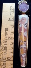 Vtg Sterling Silver Designer Long Pendant Necklace Natural Jasper & Amethyst…