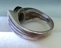 Sterling Silver Black Onyx Ring By Hajj Asymmetrical Setting Designer Signed