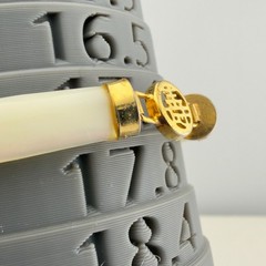 Chinese Longevity Mother Of Pearl Bracelet Safety Chain 7in Gold Tone