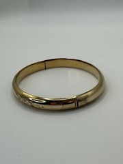 Vintage 14K Gold Filled Marathon Hinged Bangle W/ Floral Etching