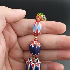 Vintage Venetian Style Multicolor Chevron Glass Beads Necklace 22In | 5.2–18.2mm