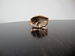 VTG 1970s SCALLOPED SEASHELL GOLD TONE HINGED W/ SAFETY CATCH DRESS/SCARF CLIP