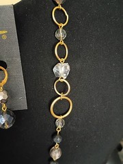 VTG Cookie Lee 32″ Chain Necklace Earring Jewelry Set Gold Rings Brown Accents