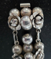 Spectacular Vintage Mexican Sterling Silver Bracelet, Flower Blossoms, WOW!