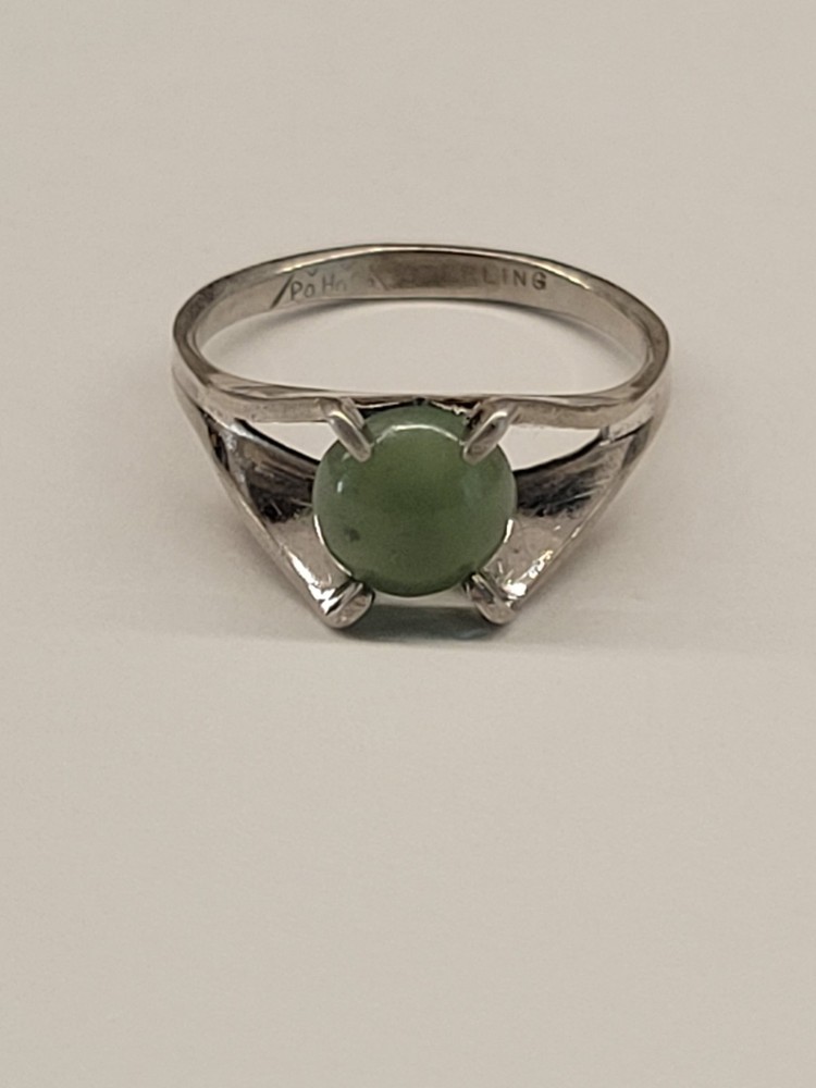 Po Ho Co Sterling Silver Vintage Jade Ring