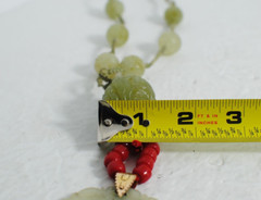 Vintage Carved Green Serpentine Necklace with Hand Tie Robe 26 in