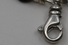 Black Onyx Beaded Gemstone Bracelet with Dangle Charm Sterling Silver