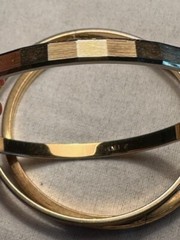 2 MONET Signed bracelets gold tone metal bangle 1 12k GF Marathon hinged TX311