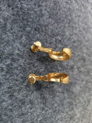 Vintage Gold Toned Textured Clip-On Hoop Earrings Pat.No 3176475