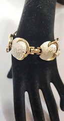Vtg ART Link Bracelet Silver Gold Tone 1980s Geometric Jewelry Very Good