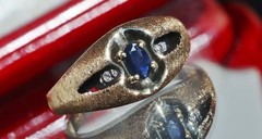 10k yellow gold 0.30ctw natural diamond ring sapphire sz 10 heated 2.63g Romance